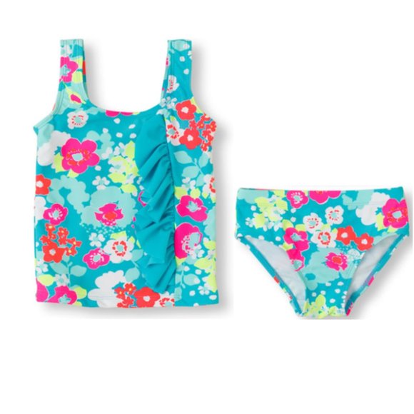 The Children's Place Baby Girls 2-PC Swim Set Floral UPF 50+ Lined Swimw… - Picture 1 of 6